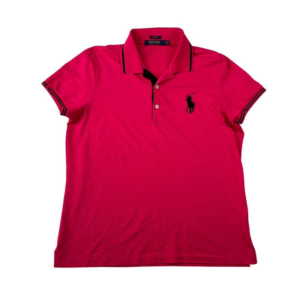 Polo Golf Shirt Womens L Ralph Lauren Pink Big Pony Presidents Cup Tailored Pima